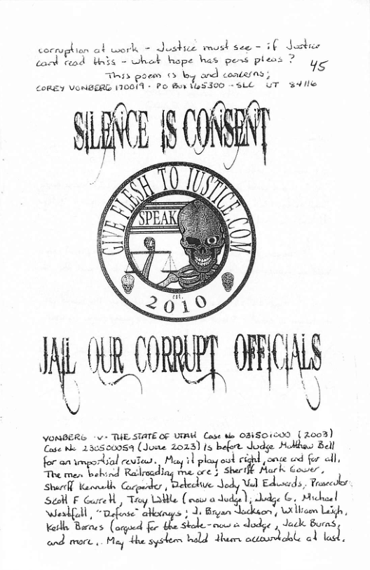 A - Jushice wmosh sce - i Justier Uhok hope has pens pleos ? ye  nss poem ©> oy ond consarns CoRgy VonBERG 100 - PO B lesd00 -SLE UT il  corrughion ol  tont 0d W  . 48 IRREY OFCA v : ‘ N  VONBERG v+ TUE STATE OF UTAW. Case slo 031501000 { 2003) Case e J.suja;‘nsa (Jone mz?] is Le(-;rL .ITA,‘ Hobthao Bell animportial revTa.. My 1] plavy ol cighl ,onte wd fur cll, ‘g’r;m,,rt‘ik,,.) R.,\mh”“’mi’?’! “shertfl fark L,\j:‘ : o Kaomalh. Corgerr, Beeche Aok U Edesds, Fraecs SeMl F CurreH, Troy AL (s o dudge), hodge G, Michea| sl “ Dafense” aornays : 1 Brgan Jockson’y Willicen Ligh, Ve Bornes (orgoed for bhe Stobeoous s dodge | Juck Buras e o 11t st Yol e ctsmrdeble ol bl 